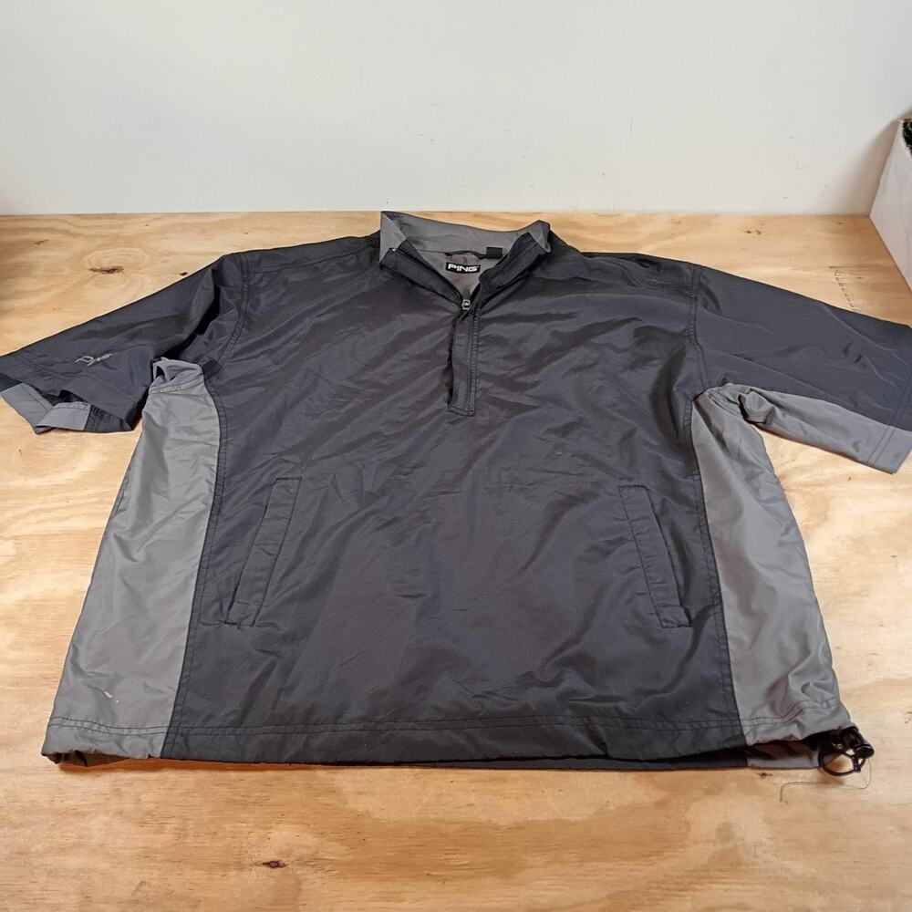 PING Men's Fade Windshirt SS 1/4 Zip Golf Pullover Black Windbreaker Size LARGE